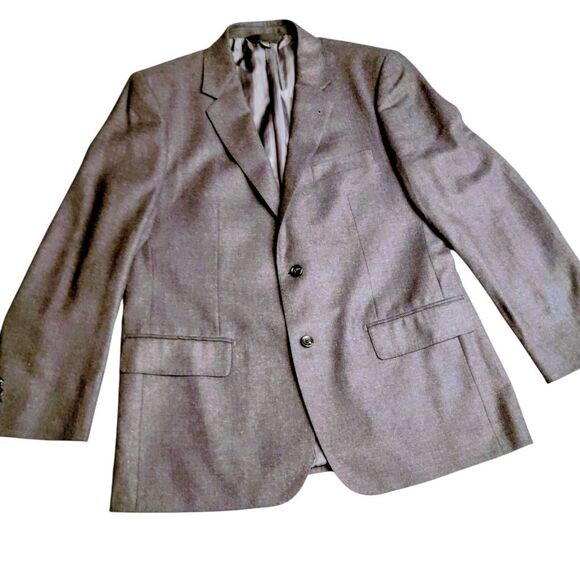 Baroni Couture Silk & Wool Grey Blazer Tan & Blue Flecks Sport Coat Jacket - Picture 2 of 9
